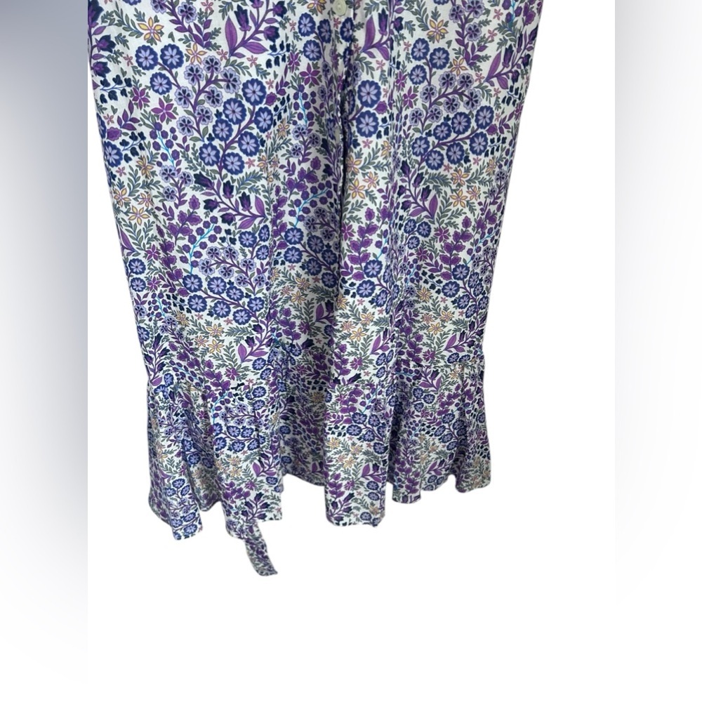 Talbots Floral Long Sleeve Dress - Purple and Green - Picture 4 of 8